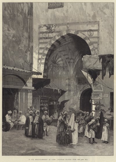 Im Khan el-Khalily in Kairo, ägyptische Händler vom Roten Meer von Charles Auguste Loye